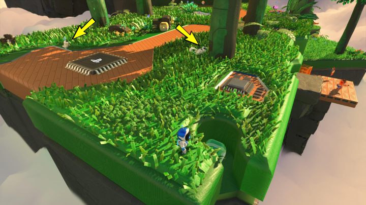 Po rozpoczęciu poziomu zajrzyj na prawy koniec wyspy - Astros Playroom: Las renderów - solucja, opis przejścia - Astros Playroom - poradnik do gry