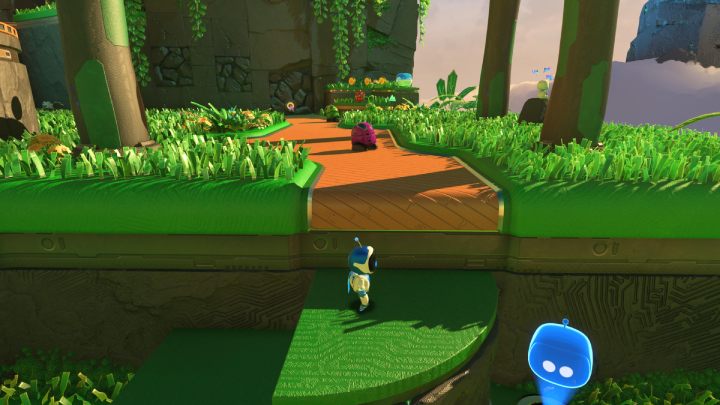 Wyciągnij kable ze skały i wejdź po schodach - Astros Playroom: Las renderów - solucja, opis przejścia - Astros Playroom - poradnik do gry