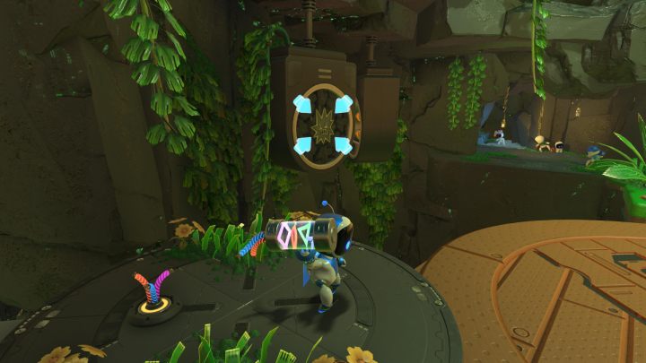 Wyciągnij element spod kabli i odwróć się w prawo - Astros Playroom: Las renderów - solucja, opis przejścia - Astros Playroom - poradnik do gry