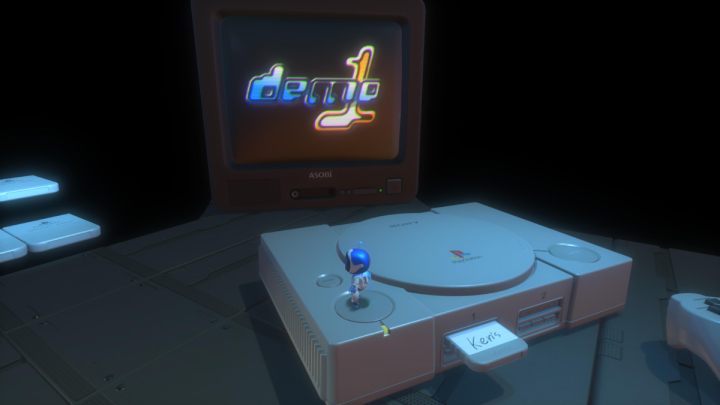 Wejdź na PlayStation i wskocz na guzik, aby odpalić płytę - Astros Playroom: 1994 - solucja, opis przejścia - Astros Playroom - poradnik do gry