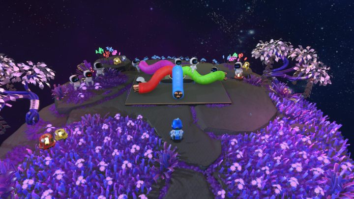 Na końcu poziomu, wyciągając niebieski przewód zdobędziesz PlayStation 5 - Astros Playroom: 1994 - solucja, opis przejścia - Astros Playroom - poradnik do gry