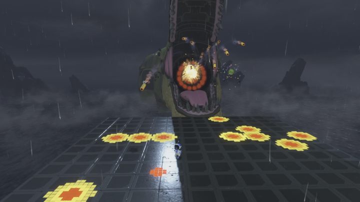 Następnie znowu czeka cię ucieczka przed falą pocisków i uderzeniami ogonem - Astros Playroom: T. Rex - boss, jak pokonać? - Astros Playroom - poradnik do gry