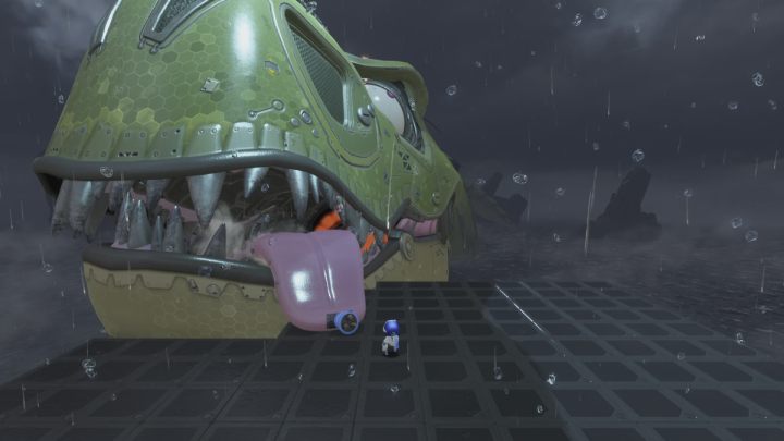 Na końcu złap za niebieski kabel na języku T - Astros Playroom: T. Rex - boss, jak pokonać? - Astros Playroom - poradnik do gry