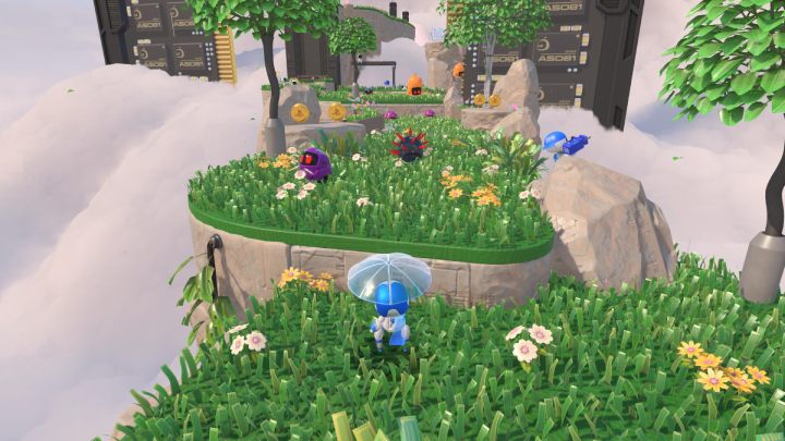 Przejdź koło wietrznej chmury i zbierz wszystkie monety oraz pojemniki - Astros Playroom: Wietrzna brama - solucja, opis przejścia - Astros Playroom - poradnik do gry