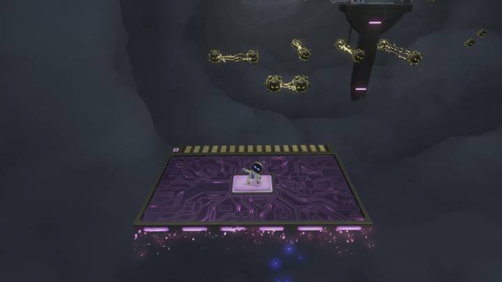 Aktywuj kolejny punkt kontrolny i pokonaj laserem przeciwnika, stojącego na platformie - Astros Playroom: Elektryczna chmura - solucja, opis przejścia - Astros Playroom - poradnik do gry