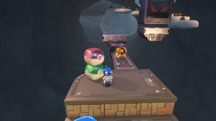 Wróć do punktu kontrolnego, rozbij pojemniki i pokonaj przeciwnika - Astros Playroom: Elektryczna chmura - solucja, opis przejścia - Astros Playroom - poradnik do gry