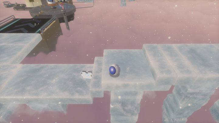 Podążaj po lodowych schodach, zgarniając po drodze 3 element układanki - Astros Playroom: Aleja flipperów - solucja, opis przejścia - Astros Playroom - poradnik do gry