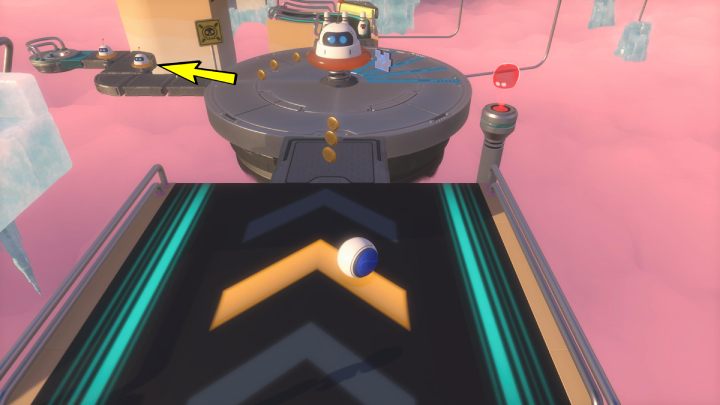 Z szarej platformy zbierz wszystkie monety i 4 element układanki - Astros Playroom: Aleja flipperów - solucja, opis przejścia - Astros Playroom - poradnik do gry