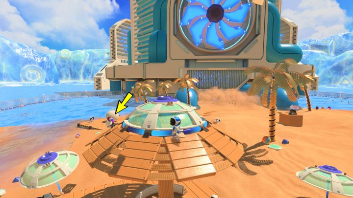 Zdenerwowany ptak odleci na dużą parasolkę - Astros Playroom: Plaża botów - solucja, opis przejścia - Astros Playroom - poradnik do gry