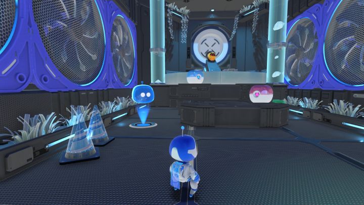 Rozpoczniesz poziom w pomieszczeniu z wiatrakami - Astros Playroom: Polarne kry - solucja, opis przejścia - Astros Playroom - poradnik do gry