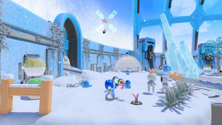 Po wyspie chodzą boty wyglądające jak pingwiny - Astros Playroom: Polarne kry - solucja, opis przejścia - Astros Playroom - poradnik do gry