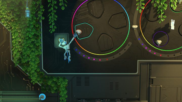 Kiedy chwycisz za biały element uruchomi się ukryty w skałach mechanizm - Astros Playroom: Teraflopowe czubki - solucja, opis przejścia - Astros Playroom - poradnik do gry