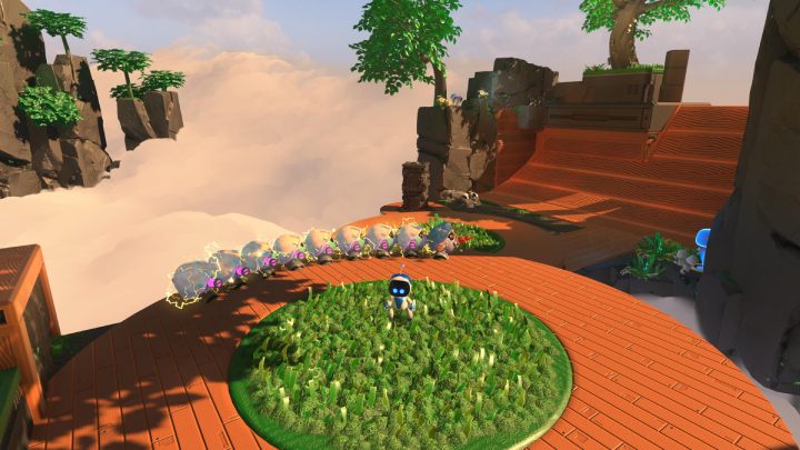 Wskocz na następną platformę, uważając na maszerujących przeciwników - Astros Playroom: Ruiny raytrace - solucja, opis przejścia - Astros Playroom - poradnik do gry