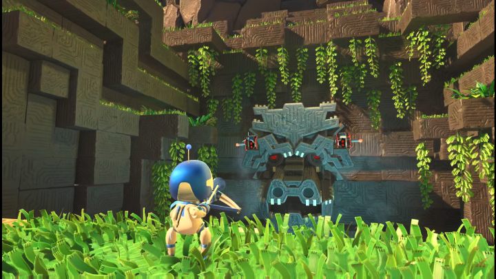 Po 2 salwach z armat, smok na chwilę się zmęczy - Astros Playroom: Ruiny raytrace - solucja, opis przejścia - Astros Playroom - poradnik do gry