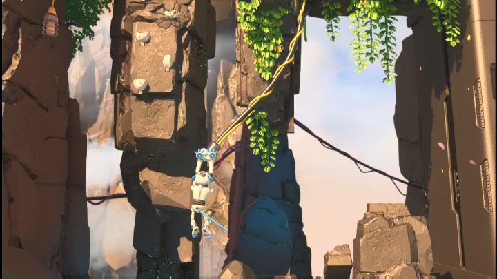 Złap się uchwytów po lewej stronie ekranu i idź w górę - Astros Playroom: Góra płyta główna - solucja, opis przejścia - Astros Playroom - poradnik do gry