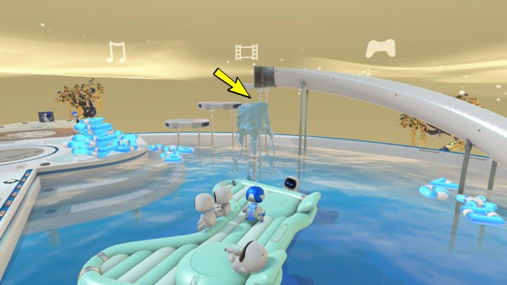 Komentarz: Na końcu poziomu Hotel pod Sprężyną trafisz do wielkiego basenu - Astros Playroom: Trofea - Astros Playroom - poradnik do gry