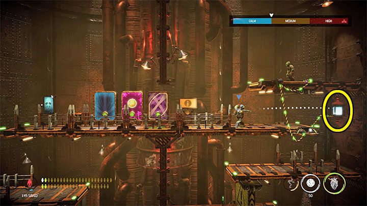 Po dotarciu na szczyt Overlook Tower znajdziemy maszynę do recyklingu pustych butelek oraz 2 automaty - pozwalają one za darmo pobierać cukierki Rock Candy i opaski Rubberbands - Oddworld Soulstorm: Skradanie się w Overlook Tower, Slig Barracks - solucja - Oddworld Soulstorm - poradnik do gry