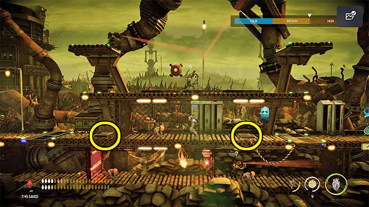 Następny obszar podzielony został na dwie części - górną i dolną - Oddworld Soulstorm: Skradanie się w Overlook Tower, Slig Barracks - solucja - Oddworld Soulstorm - poradnik do gry