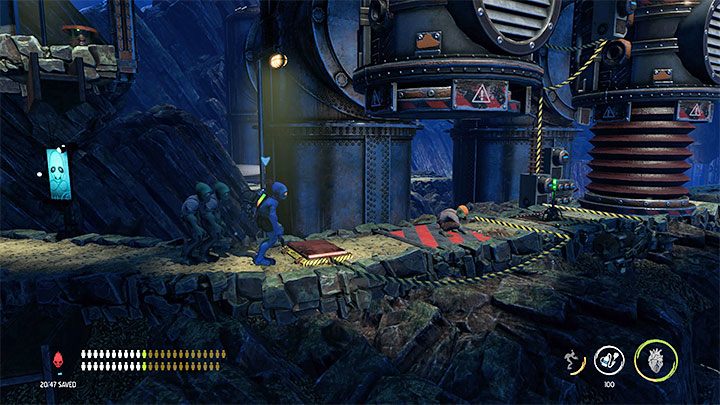 Po drodze możemy opcjonalnie zbadać inną górną półkę z rzędem szafek - Oddworld Soulstorm: Znalezienie drogi na Poziom 3, The Mines - solucja - Oddworld Soulstorm - poradnik do gry