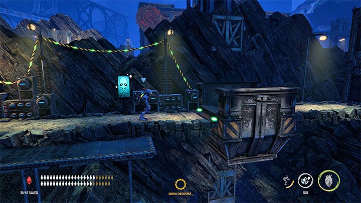 Opuszczamy lokację z maszyną wiertniczą i powracamy na główną ścieżkę - Oddworld Soulstorm: Znalezienie drogi na Poziom 3, The Mines - solucja - Oddworld Soulstorm - poradnik do gry