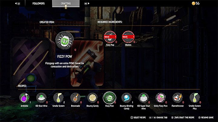 Wymagane składniki do craftingu: Fizzy Pop, Blastos (rzadki materiał - możemy go też odnajdywać w automatach) - Oddworld Soulstorm: Gadżety - lista wszystkich - Oddworld Soulstorm - poradnik do gry