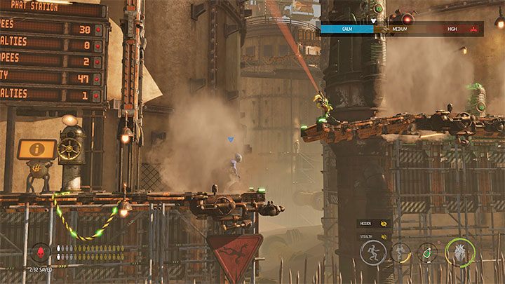 Skradanie się w strefach Steam Zones - Założenie jest w tym przypadku bardzo zbliżone do wymienionych powyżej granatów dymnych - Oddworld Soulstorm: Granie bez zabijania - czy jest możliwe? - Oddworld Soulstorm - poradnik do gry