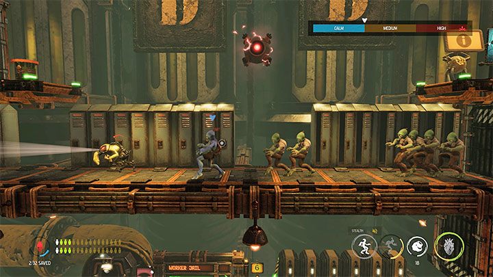 Wkrótce dotrzemy do nowego pilnowanego obszaru - Oddworld Soulstorm: Dotarcie do wieży Fueling Tower, Phat Station - solucja - Oddworld Soulstorm - poradnik do gry