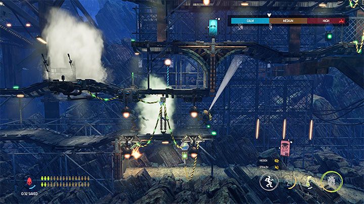 Po zakończeniu opętania uciekamy całą drużyną w prawo zanim pojawi się kolejny Flying Slig - Oddworld Soulstorm: Ominięcie ochrony, Necrum - solucja, opis przejścia - Oddworld Soulstorm - poradnik do gry