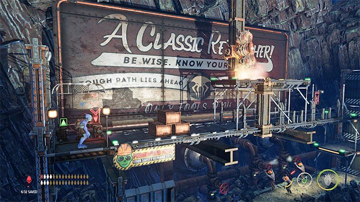 Idziemy w prawo i korzystamy z opcjonalnej górnej windy - Oddworld Soulstorm: Ominięcie ochrony, Necrum - solucja, opis przejścia - Oddworld Soulstorm - poradnik do gry