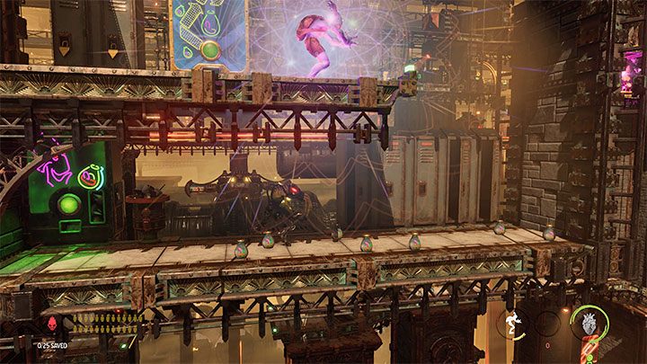 Po zbadaniu wszystkich opisanych powyżej startowych sekretów wyruszamy w prawo i korzystamy z interaktywnego przejścia - Oddworld Soulstorm: Odblokowanie platformy w Workzone 1, Feeco Depot - solucja - Oddworld Soulstorm - poradnik do gry