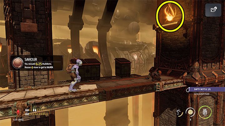 Po drodze napotkamy Sligów, aczkolwiek dostępna jest opcja użycia na nich opętania - Oddworld Soulstorm: Odblokowanie platformy w Workzone 1, Feeco Depot - solucja - Oddworld Soulstorm - poradnik do gry