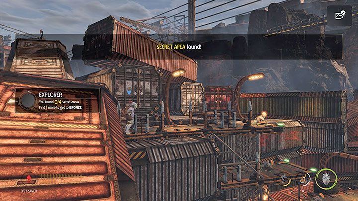 Idziemy dalej w prawo i po przeskoczeniu nad kolcami badamy najpierw dolną ścieżkę - Oddworld Soulstorm: Dotarcie dźwigiem do Security Station, The Yards - solucja - Oddworld Soulstorm - poradnik do gry