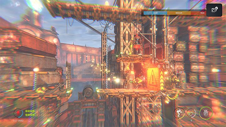 Zniszczenie zbiornika aktywuje znajdujący się pod nim posterunek Guard Post - Oddworld Soulstorm: Dotarcie dźwigiem do Security Station, The Yards - solucja - Oddworld Soulstorm - poradnik do gry