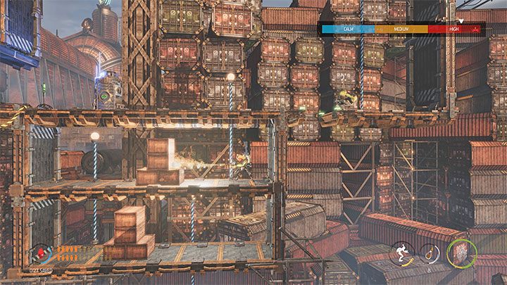 Pociągamy za dźwignię żeby ugasić pożar - Oddworld Soulstorm: Dotarcie dźwigiem do Security Station, The Yards - solucja - Oddworld Soulstorm - poradnik do gry