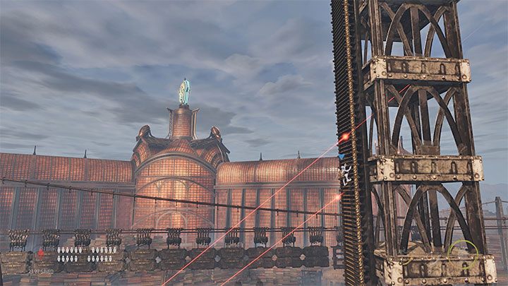 Przechodzimy po rusztowaniu i doskakujemy do kolejnej długiej drabiny - Oddworld Soulstorm: Wspinaczka na dźwig Loading Crane, The Yards - solucja - Oddworld Soulstorm - poradnik do gry