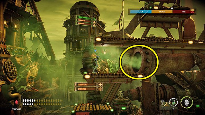 Sekretny obszar jest do odkrycia w końcowej fazie przeprawy przez posterunek Security Check, przed dotarciem do koszar (Barracks) i pieca (Furncace) - Oddworld Soulstorm: Etap 9 - wszystkie sekrety, lista - Oddworld Soulstorm - poradnik do gry
