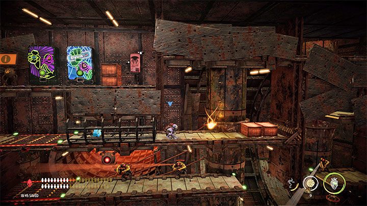 Sekret jest w strefie Maintenance Area, niedaleko dwóch automatów ze składnikami potrzebnymi do wyprodukowania materiałów wybuchowych Fizzy Pop - Oddworld Soulstorm: Etap 9 - wszystkie sekrety, lista - Oddworld Soulstorm - poradnik do gry