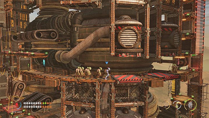 Drugim dużym utrudnieniem opisywanego wyzwania jest to, że w finałowej części misji Mudokony łatwo mogą ginąć od pułapek, które pojawiają się w bardzo dużych ilościach - Oddworld Soulstorm: Odznaki (wyzwania), Phat Station - lista, solucja - Oddworld Soulstorm - poradnik do gry