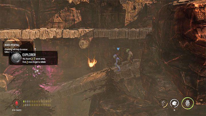 Niedługo po minięciu pierwszego snajpera musimy zeskoczyć na niższą półkę - Oddworld Soulstorm: Zinfiltrowanie stacji, Phat Station - solucja - Oddworld Soulstorm - poradnik do gry