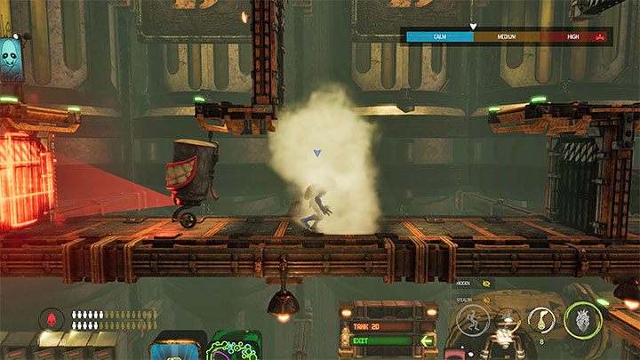 Po dotarciu na nowy poziom po raz pierwszy spotkamy maszynę z wielkim uśmiechem - Oddworld Soulstorm: Przeprawa przez Tank Row 2D, Phat Station - solucja - Oddworld Soulstorm - poradnik do gry