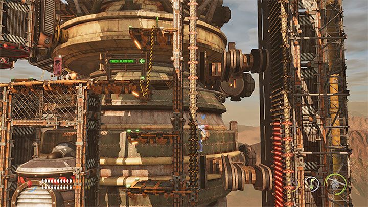 Ponownie unikamy zmiażdżenia Abea i jego pobratymców i docieramy do prawego szybu - Oddworld Soulstorm: Dotarcie na szczyt Fueling Tower, Phat Station - solucja - Oddworld Soulstorm - poradnik do gry