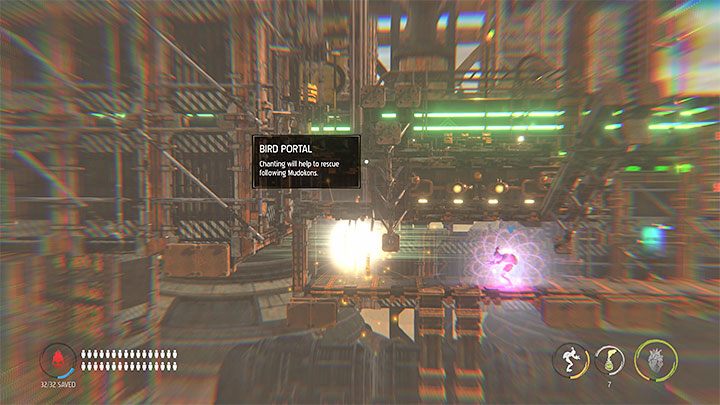 Raz jeszcze unikamy zmiażdżenia eskortując po 2-3 Mudokony - Oddworld Soulstorm: Dotarcie na szczyt Fueling Tower, Phat Station - solucja - Oddworld Soulstorm - poradnik do gry