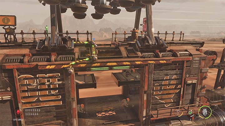 Doskakujemy do kolejnych półek aż dotrzemy na główną dla pierwszego wagonu - Oddworld Soulstorm: Uwolnienie Mudokonów z wagonów, The Hijack - solucja - Oddworld Soulstorm - poradnik do gry