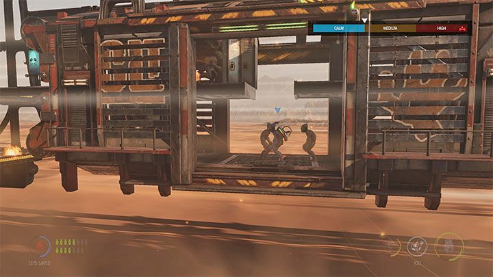 Powracamy do miejsca gdzie był Slig, pociągamy za dźwignię i korzystamy z przejścia do kolejnego wagonu - Oddworld Soulstorm: Uwolnienie Mudokonów z wagonów, The Hijack - solucja - Oddworld Soulstorm - poradnik do gry