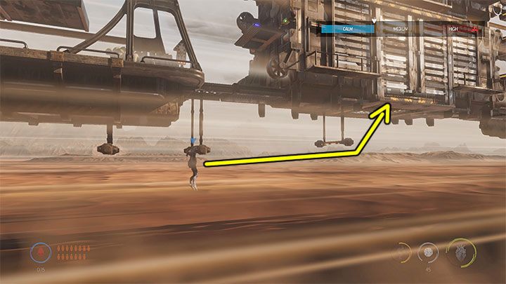 W nowym obszarze możemy rzucić butelkami z naparem w iskry przy suficie oraz w znajdujące się pod nimi wybuchowe skrzynki - Oddworld Soulstorm: Uwolnienie Mudokonów z wagonów, The Hijack - solucja - Oddworld Soulstorm - poradnik do gry