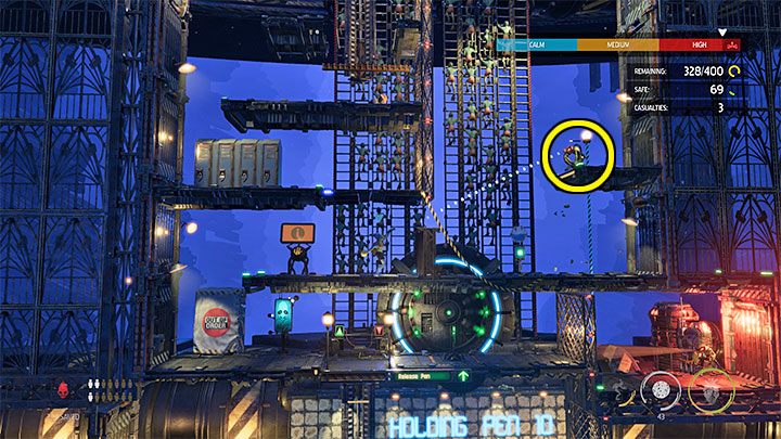 Używamy cukierków Rock Candy do ogłuszenia Sliga, który pojawi się na górze (powyższy obrazek) - Oddworld Soulstorm: Więzienia Holding Pen 10-6, Escape - solucja - Oddworld Soulstorm - poradnik do gry