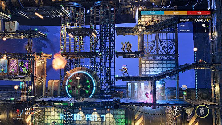 Po rozpoczęciu walk proponujemy użyć cukierków do ogłuszenia pierwszego latającego Sliga i następnie użyć opętania na prawym zwykłym Sligu - Oddworld Soulstorm: Więzienia Holding Pen 10-6, Escape - solucja - Oddworld Soulstorm - poradnik do gry