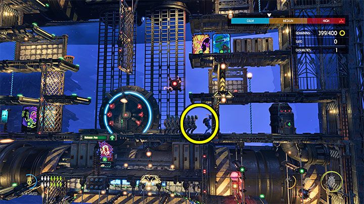 Na poziom Holding Pen 5 dotrzemy windą i w przeciwieństwie do poziomu 6 czekać nas będzie starcie ze Sligami - Oddworld Soulstorm: Więzienia Holding Pen 5-1, Escape - solucja - Oddworld Soulstorm - poradnik do gry