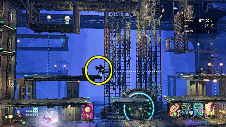 Pociągamy za dźwignię, chowamy się na dole i ponownie używamy opętania na przeciwniku z Minigunem - Oddworld Soulstorm: Więzienia Holding Pen 5-1, Escape - solucja - Oddworld Soulstorm - poradnik do gry