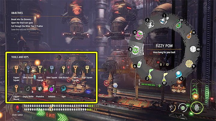 Aktualne posiadane klucze są wyświetlane w inwentarzu, czyli w oknie z rozwijanym menu gadżetów - Oddworld Soulstorm: Klucze - lista wszystkich - Oddworld Soulstorm - poradnik do gry